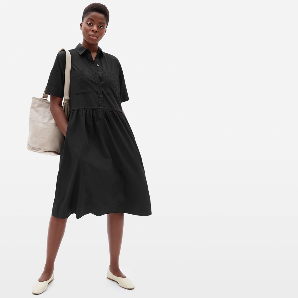 The Parklet Shirtdress® in Black — front view