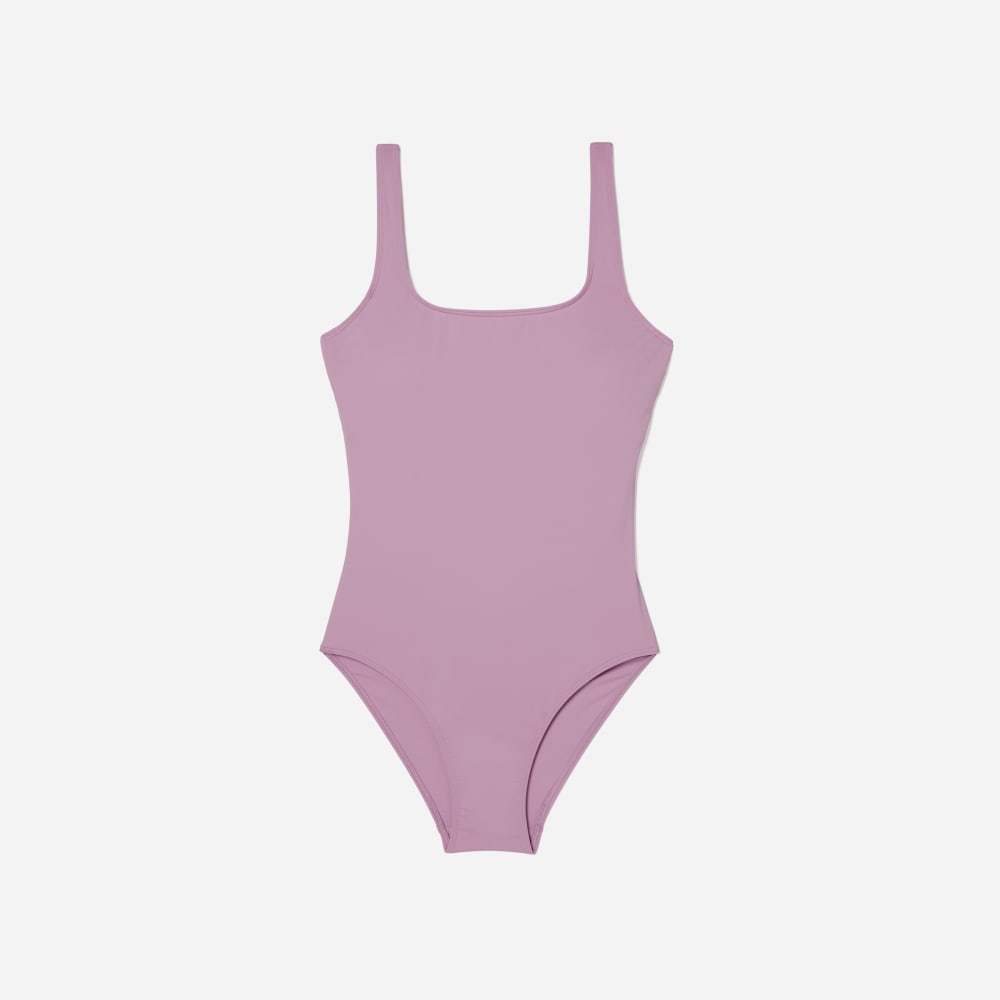 The Square-Neck One-Piece in Lilac — detail view
