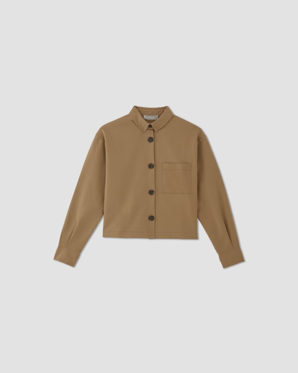 The Structured Cotton Cropped Shirt in Toasted Coconut — alternate view