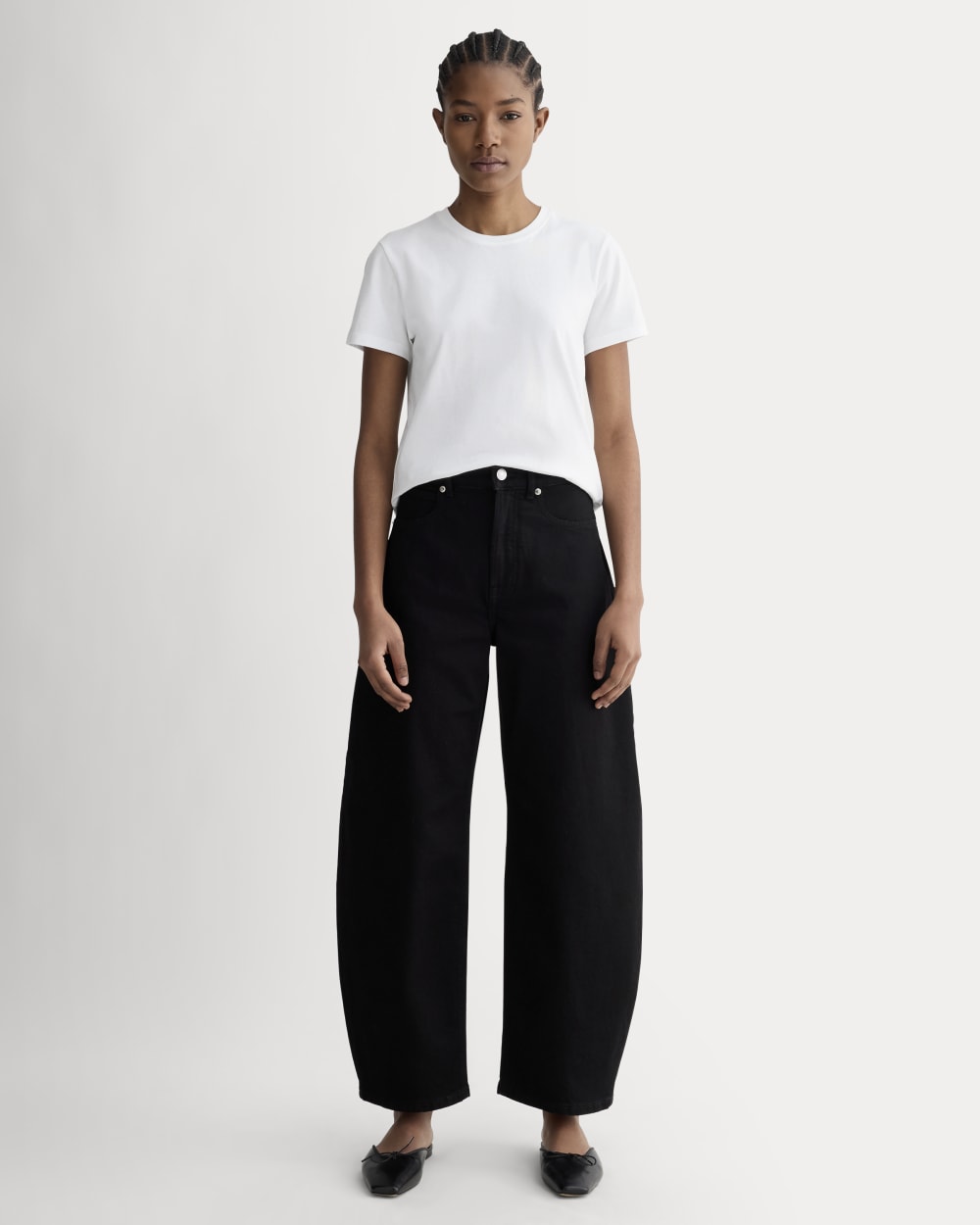 The Slim Crew in Essential Cotton in White — detail view