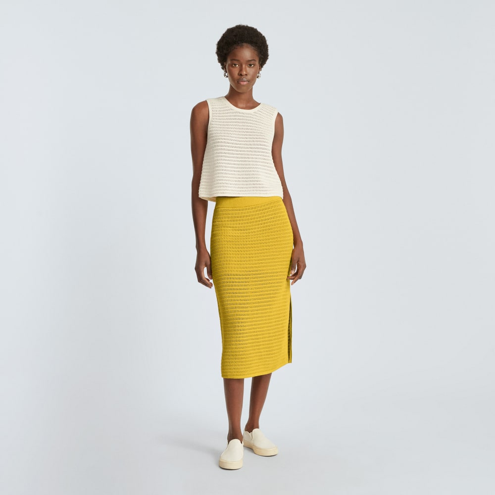 The Crochet Knit Skirt in Super Lemon — detail view