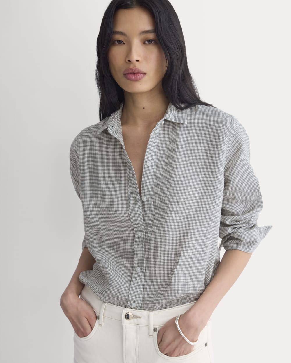 The Must-Have Shirt in Linen in Agave Green — front view