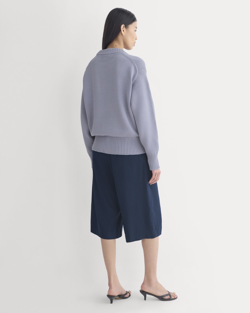 Oversized Cocoon Crew in Elevated Cotton in Aleutian — detail view