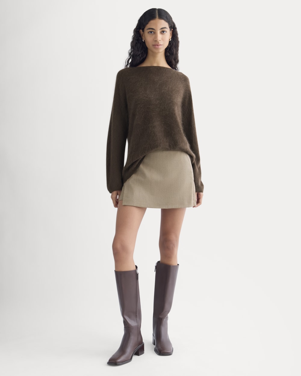 Lush Cashmere Boatneck Sweater in Raven — detail view