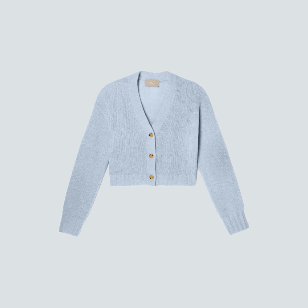 The Alpaca V-Neck Cropped Cardigan in Mist — alternate view