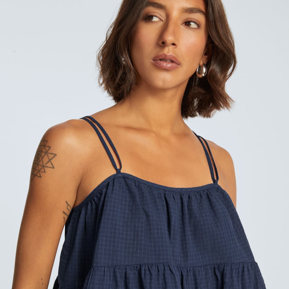 The Billow Cami in Navy — detail view
