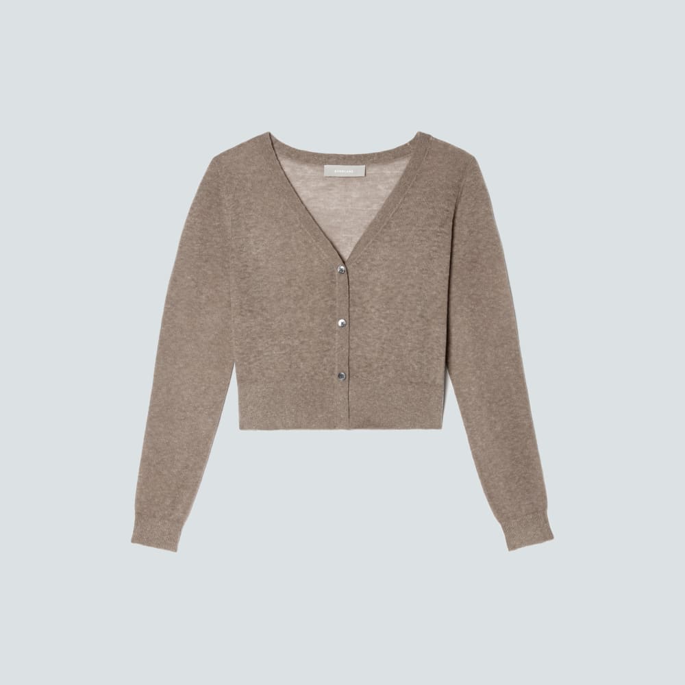 The Featherweight Alpaca Cardigan in Taupe Grey — alternate view