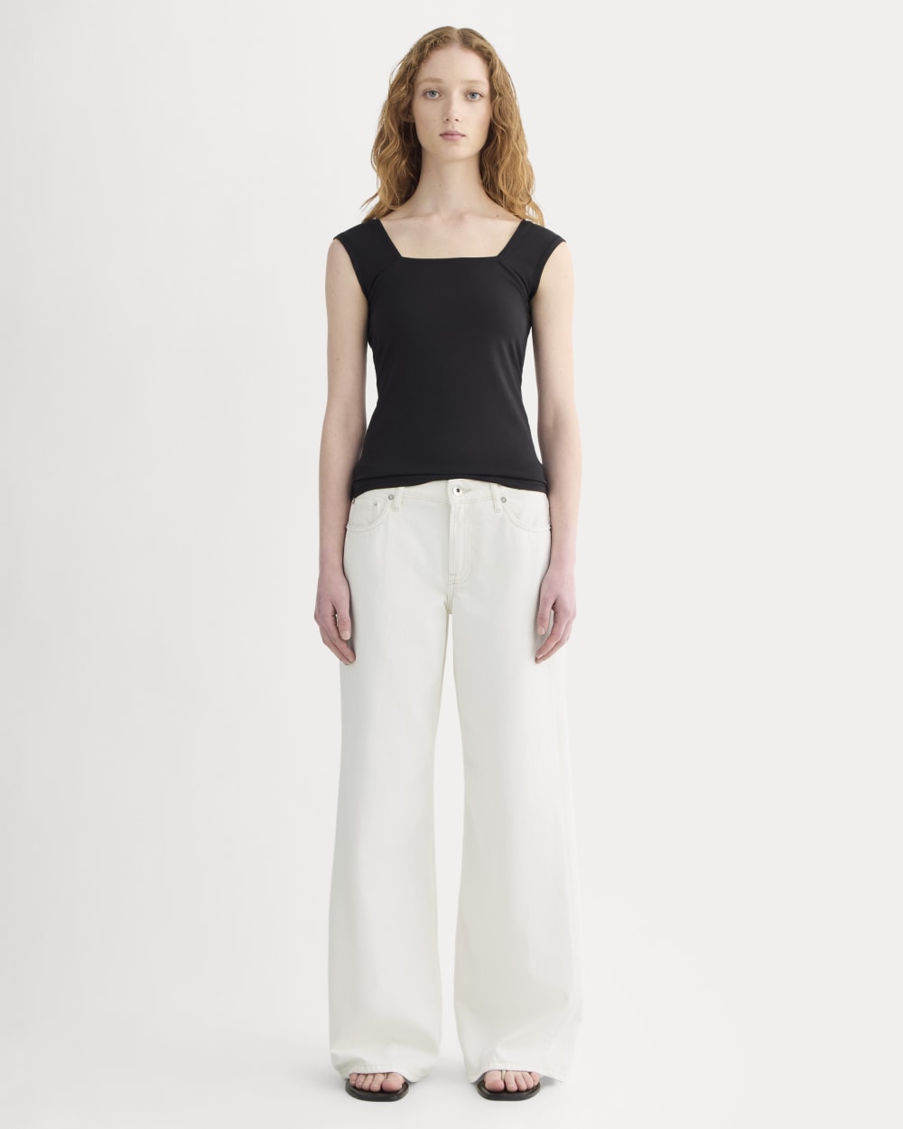 The Form Square-Neck Tank in Black — detail view