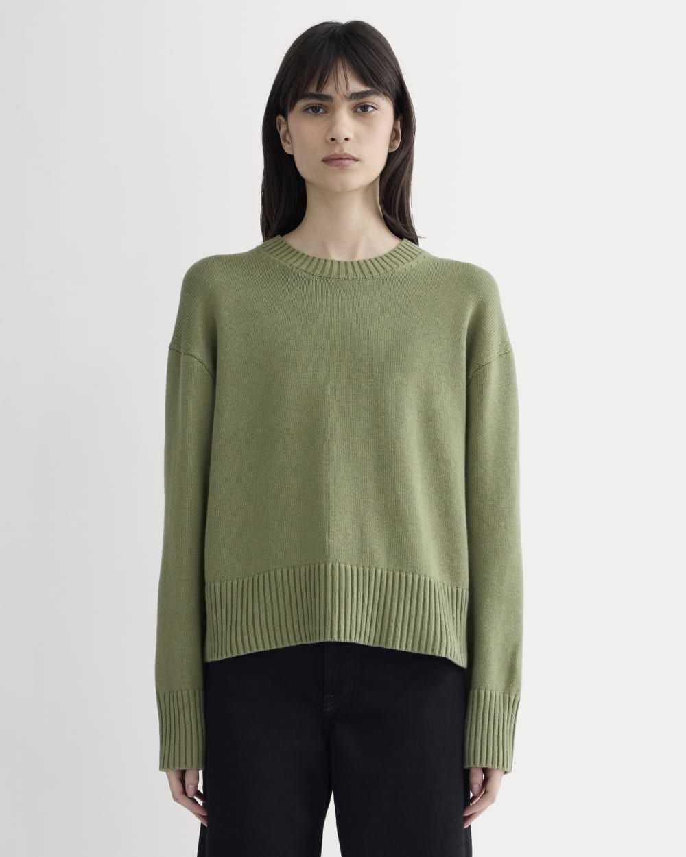 The Boxy Sweater in Everyday Cotton in Sagebrush — front view