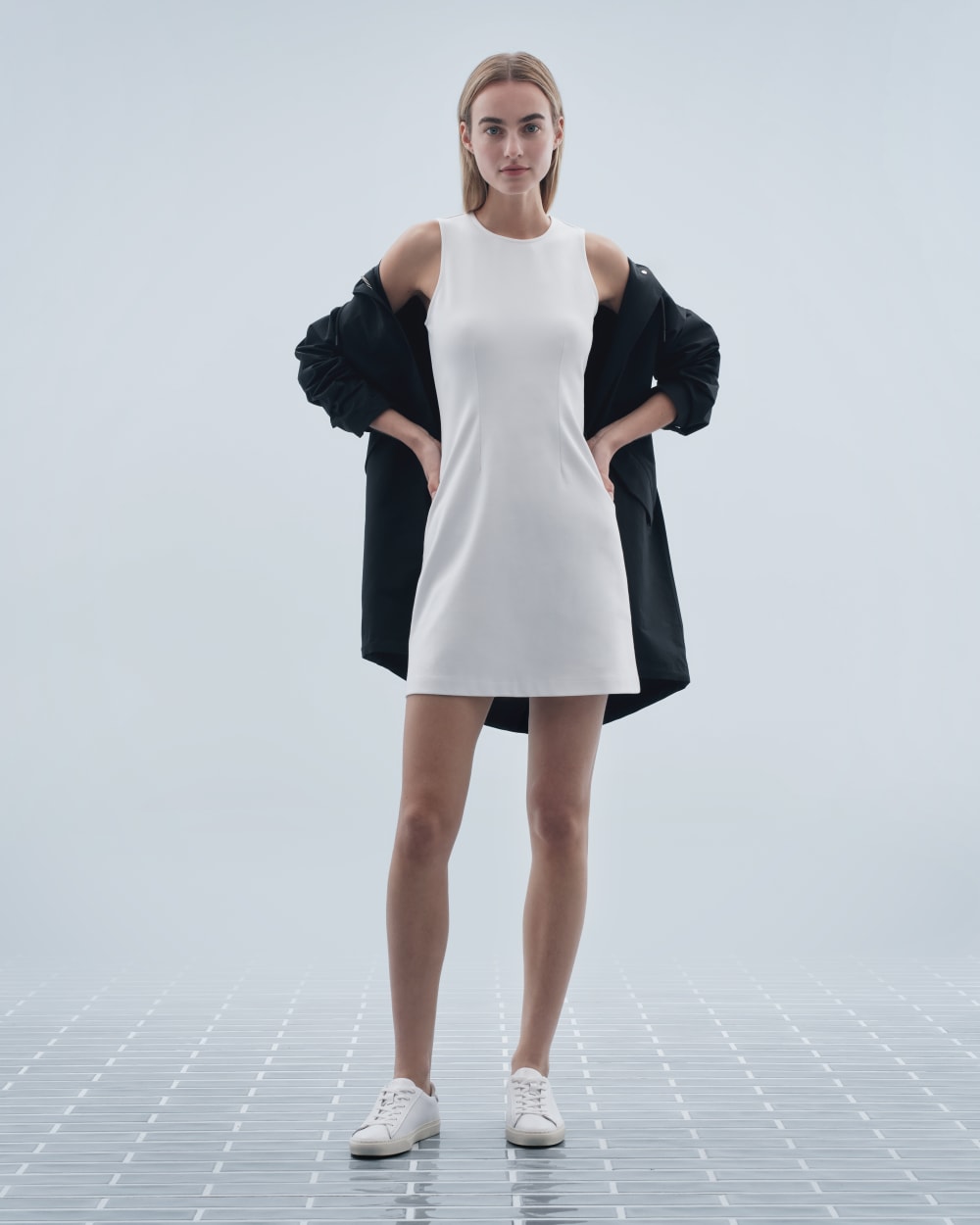 The Dream '90s Shift Dress in White — detail view