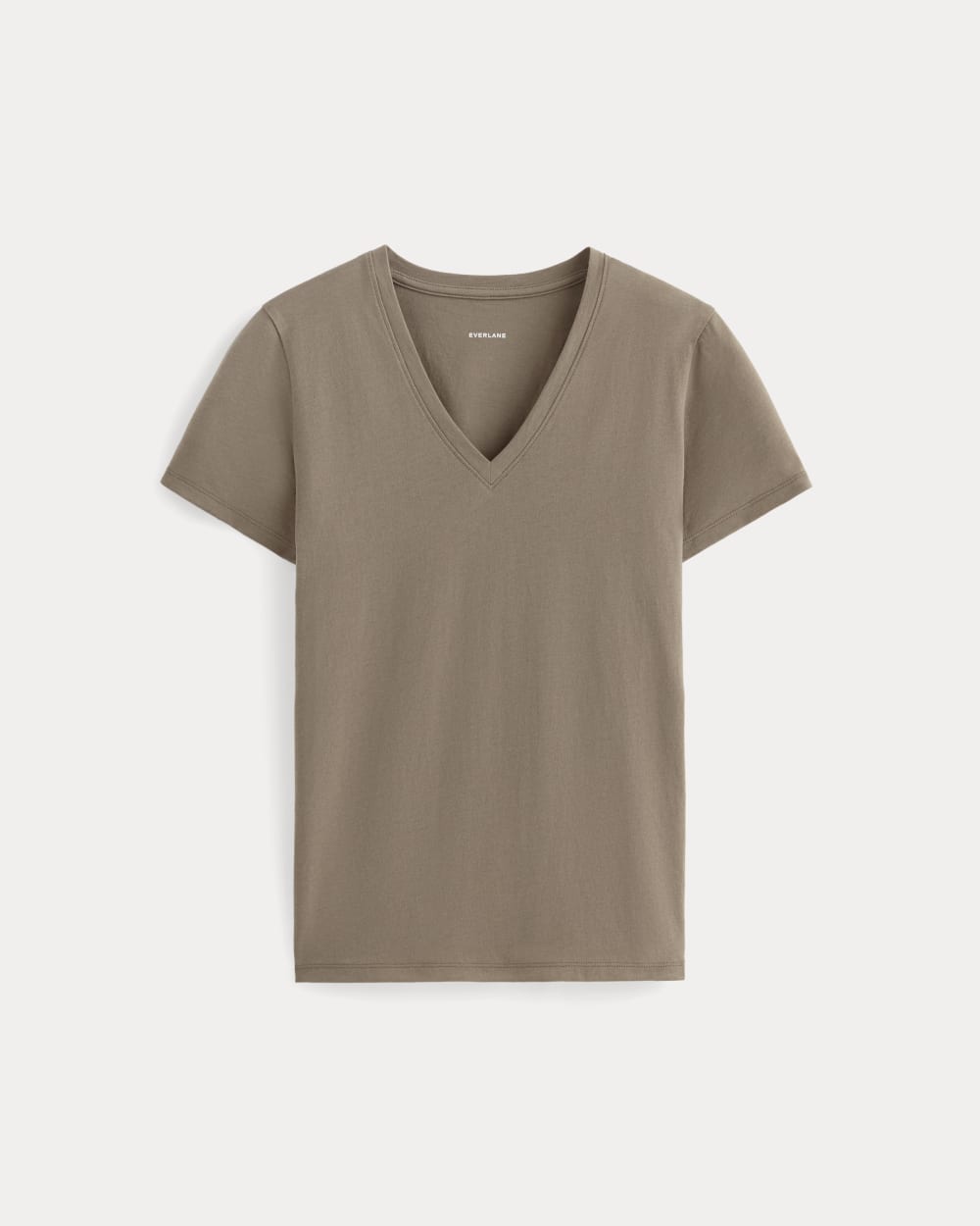 The Slim V-Neck Tee in Essential Cotton in Clay — alternate view