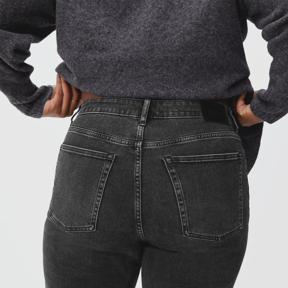 The Curvy Cheeky® Straight Jean in Washed Black — detail view