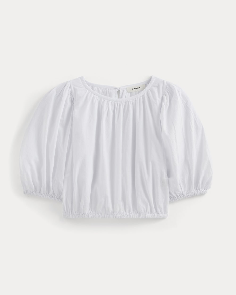 The Gauze Puff-Sleeve Top in White — alternate view
