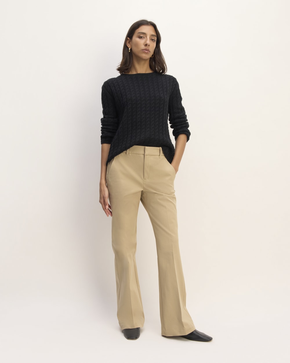 The Bi-Stretch Flare Pant in Cornstalk — front view