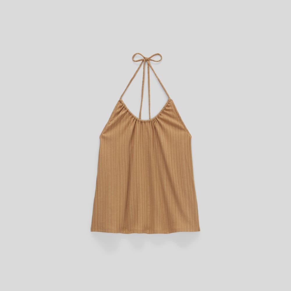 The Rib Soft Knit Halter Top in Caramel — alternate view