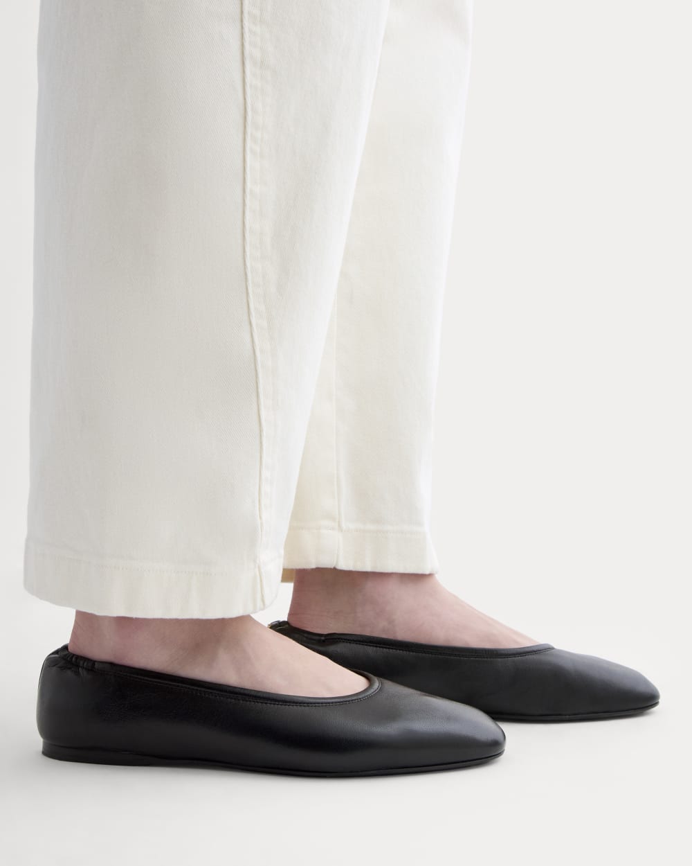 Made in Italy Flat in Black Leather — detail view