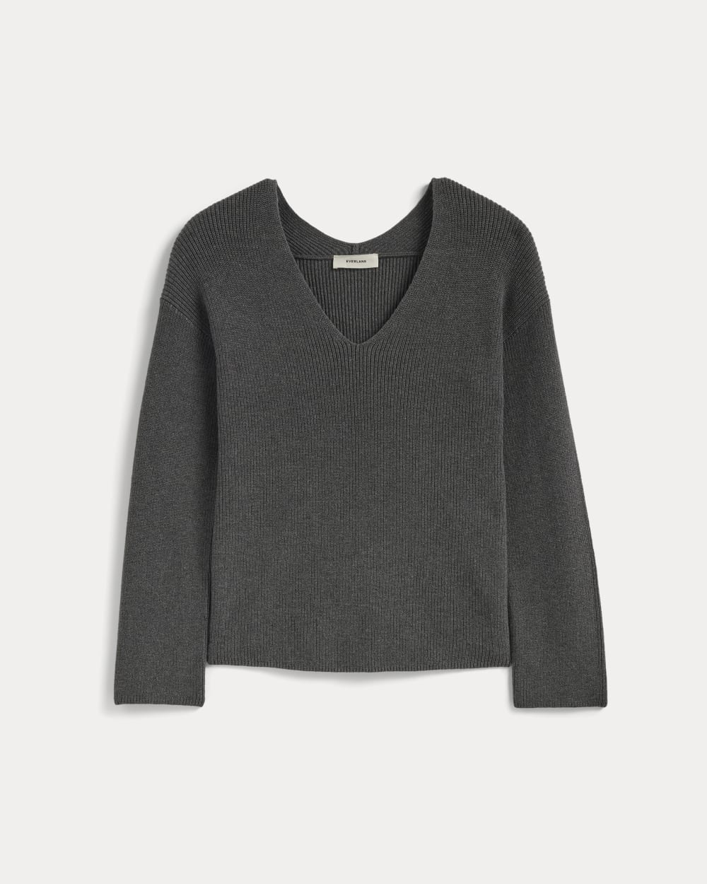 The Slouchy V-Neck in Everyday Cotton in Heathered Charcoal — alternate view
