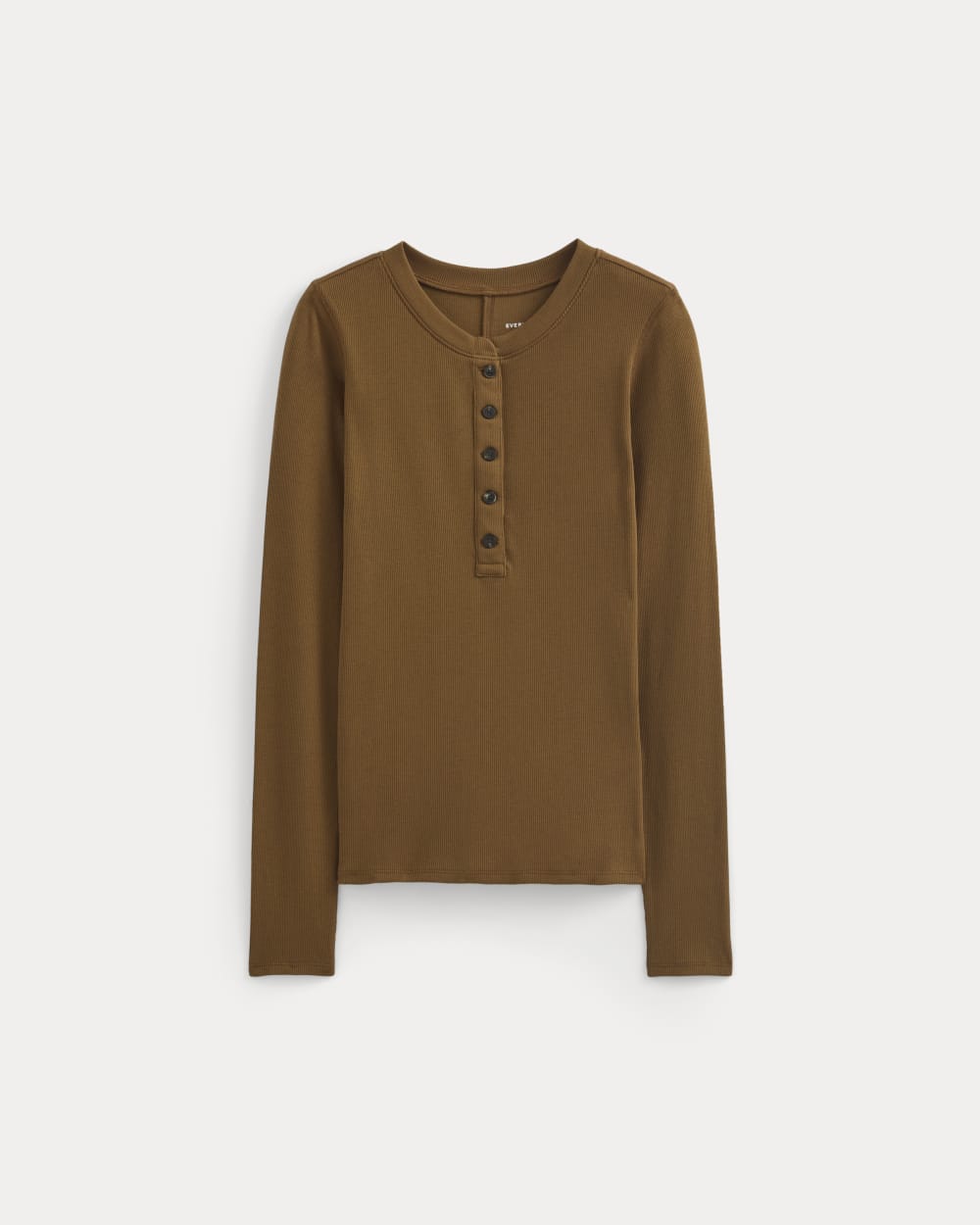 The Luxe Rib Henley in Toffee — alternate view