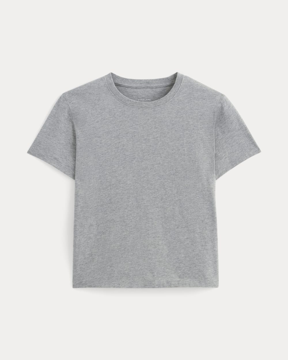 The Box-Cut Tee in Essential Cotton in Heathered Grey — alternate view