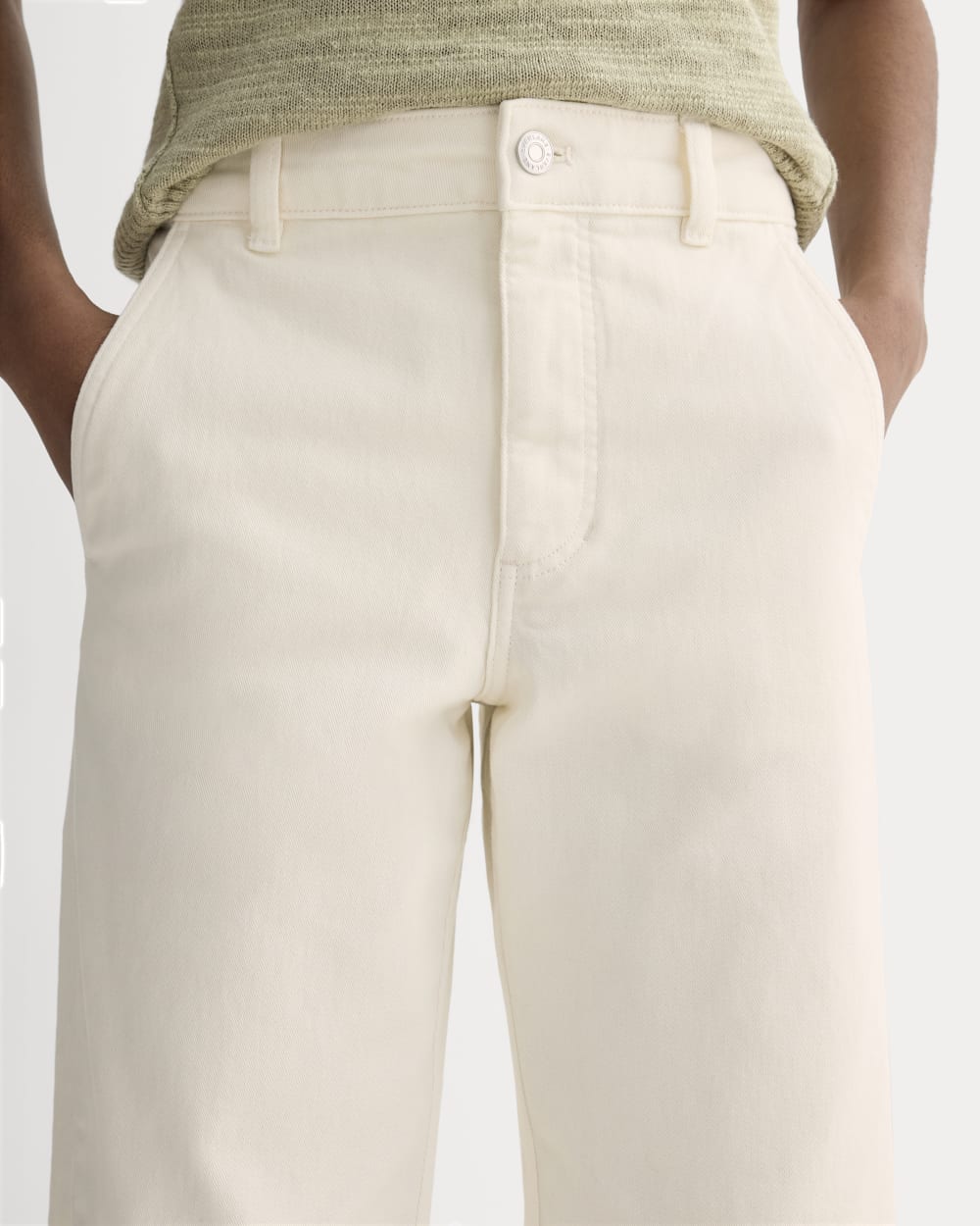 The Utility Straight-Leg Pant in Bone — detail view