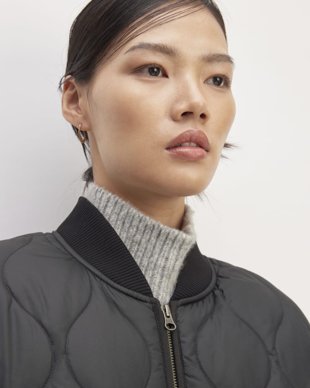 The ReNew Long Liner in Black — detail view
