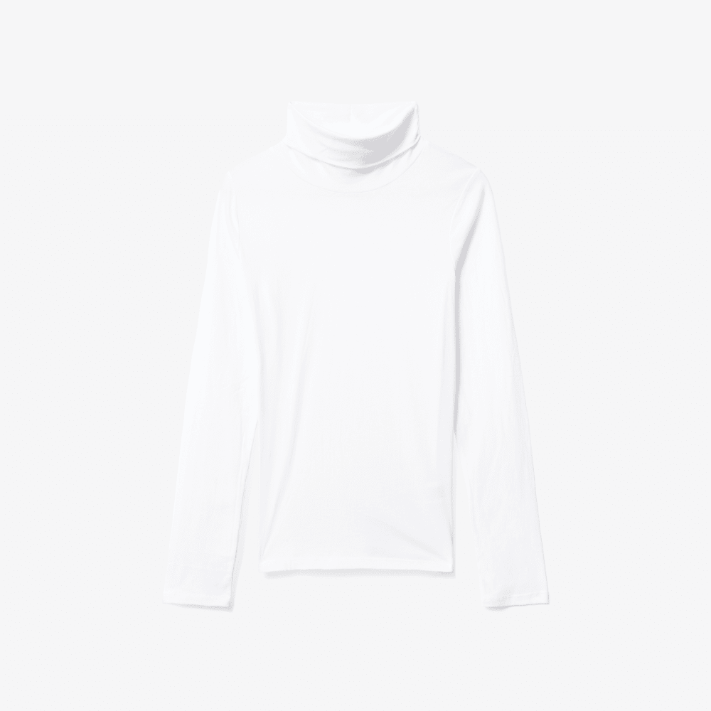 The Organic Cotton Turtleneck in White — front view