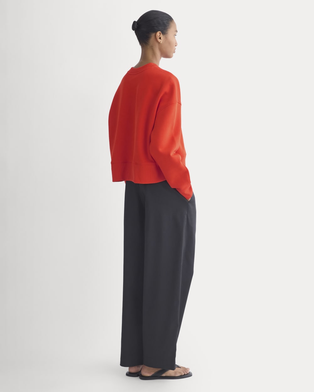 Luxe Fleece Sweatshirt in Fiery Red — detail view