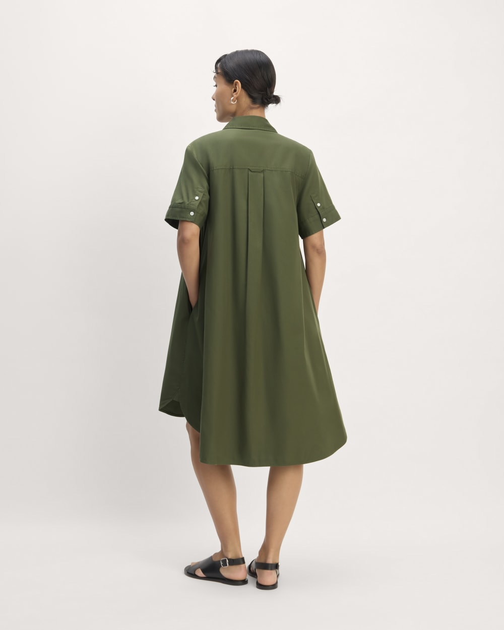 The Daytripper Dress in Military Olive — detail view