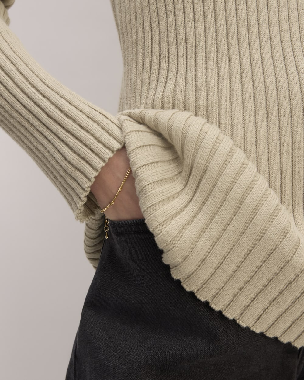 The Cotton Rib Crew in Trench Coat Khaki — detail view