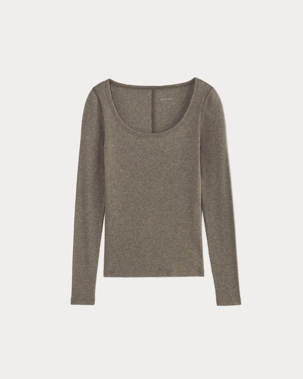 The Luxe Rib Long-Sleeve Scoop-Neck Tee in Heathered Fatigue — alternate view