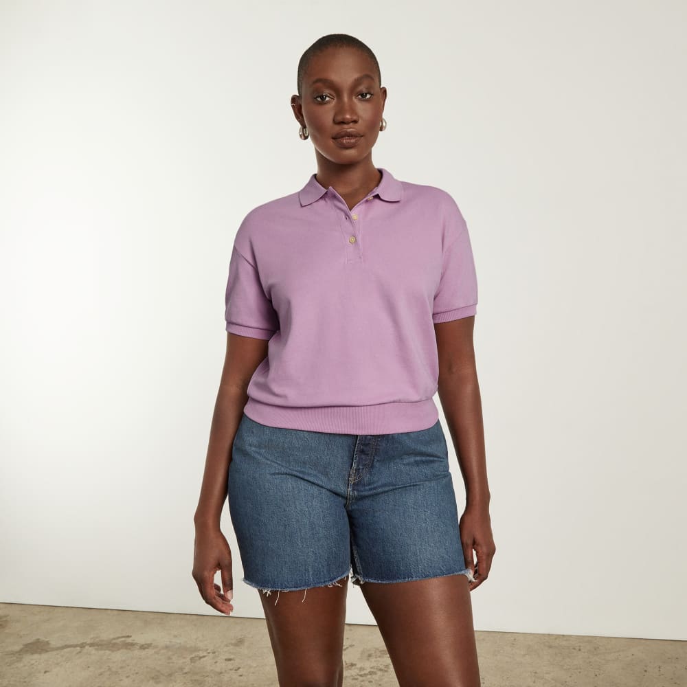 The Oversized Polo in Lilac — detail view