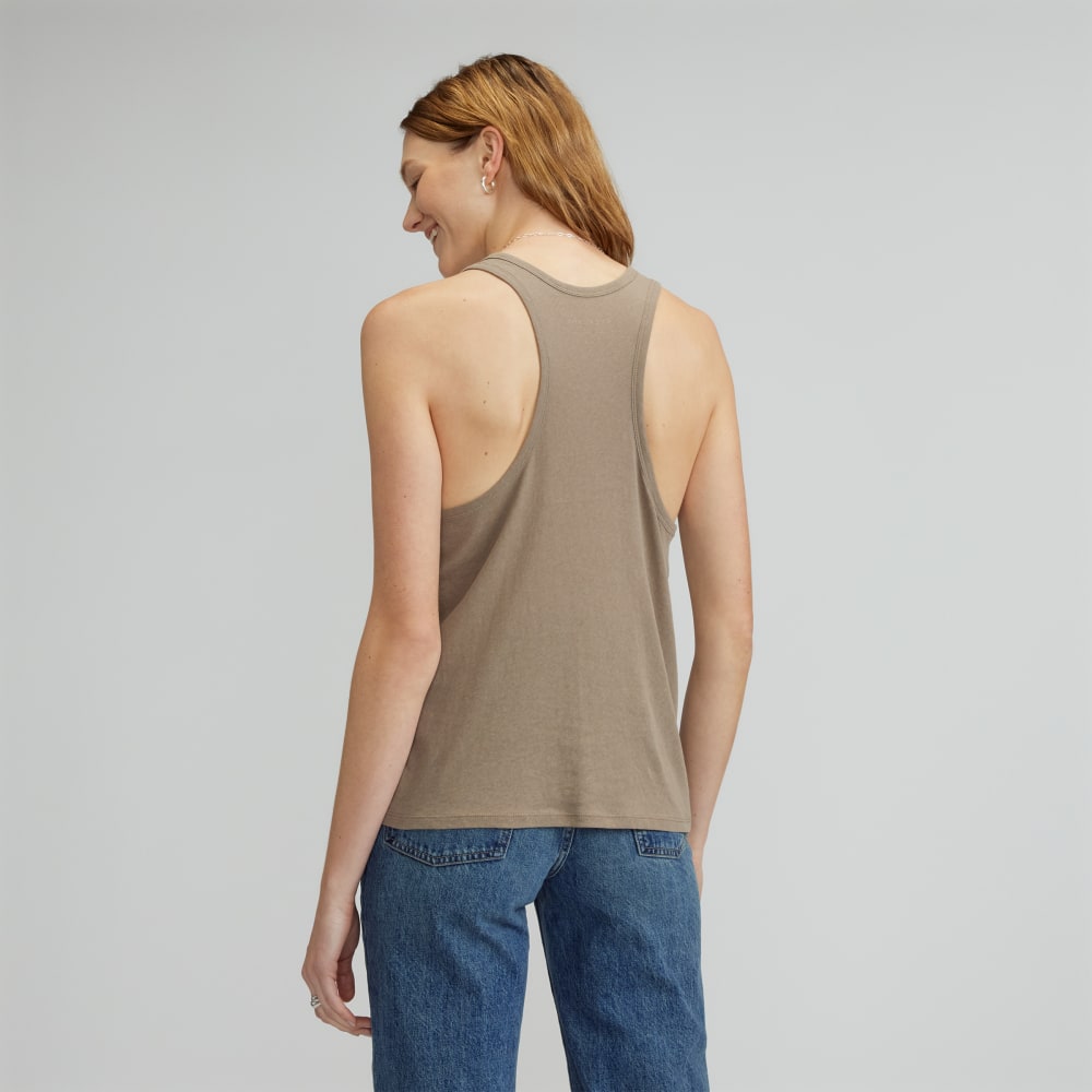 The Air Racerback Tank in Clay — detail view