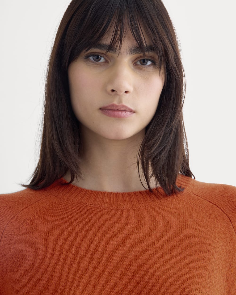 The Boxy Crew in Cashmere in Rust — detail view