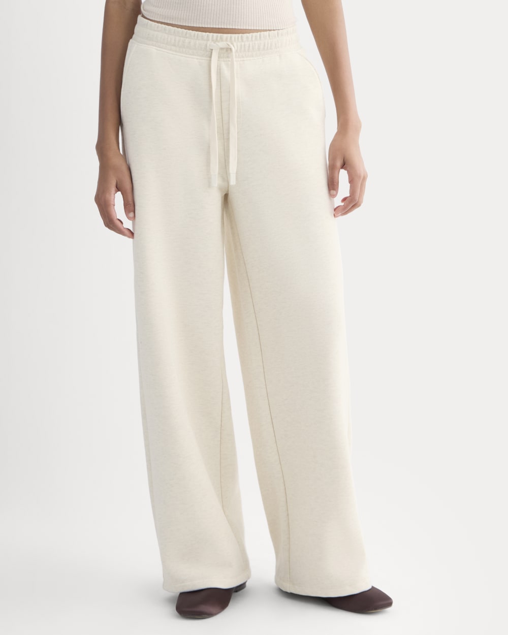 Luxe Fleece Wide-Leg Sweatpant in Heathered Oat — detail view