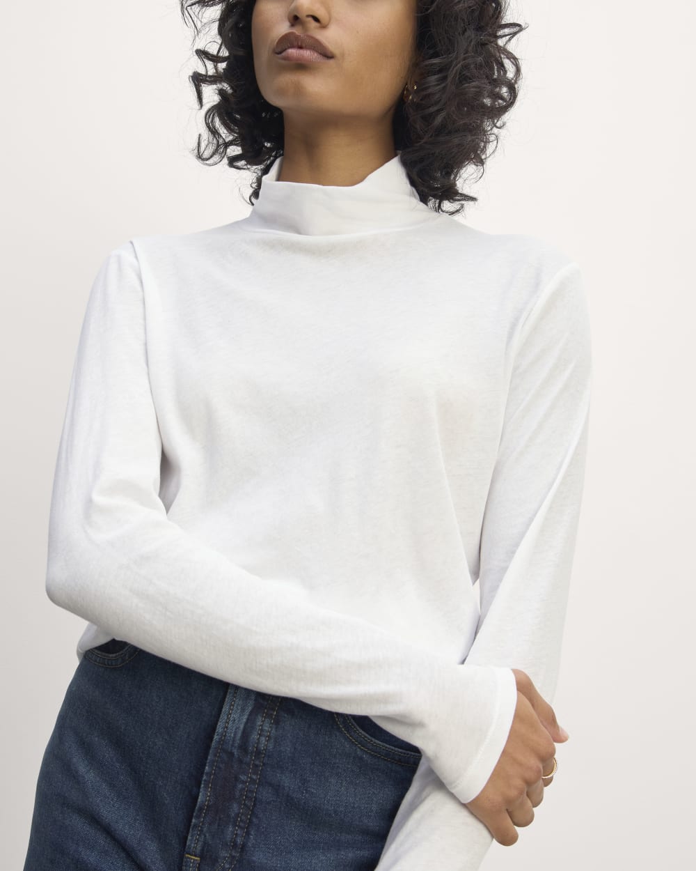 The Air Turtleneck in White — detail view