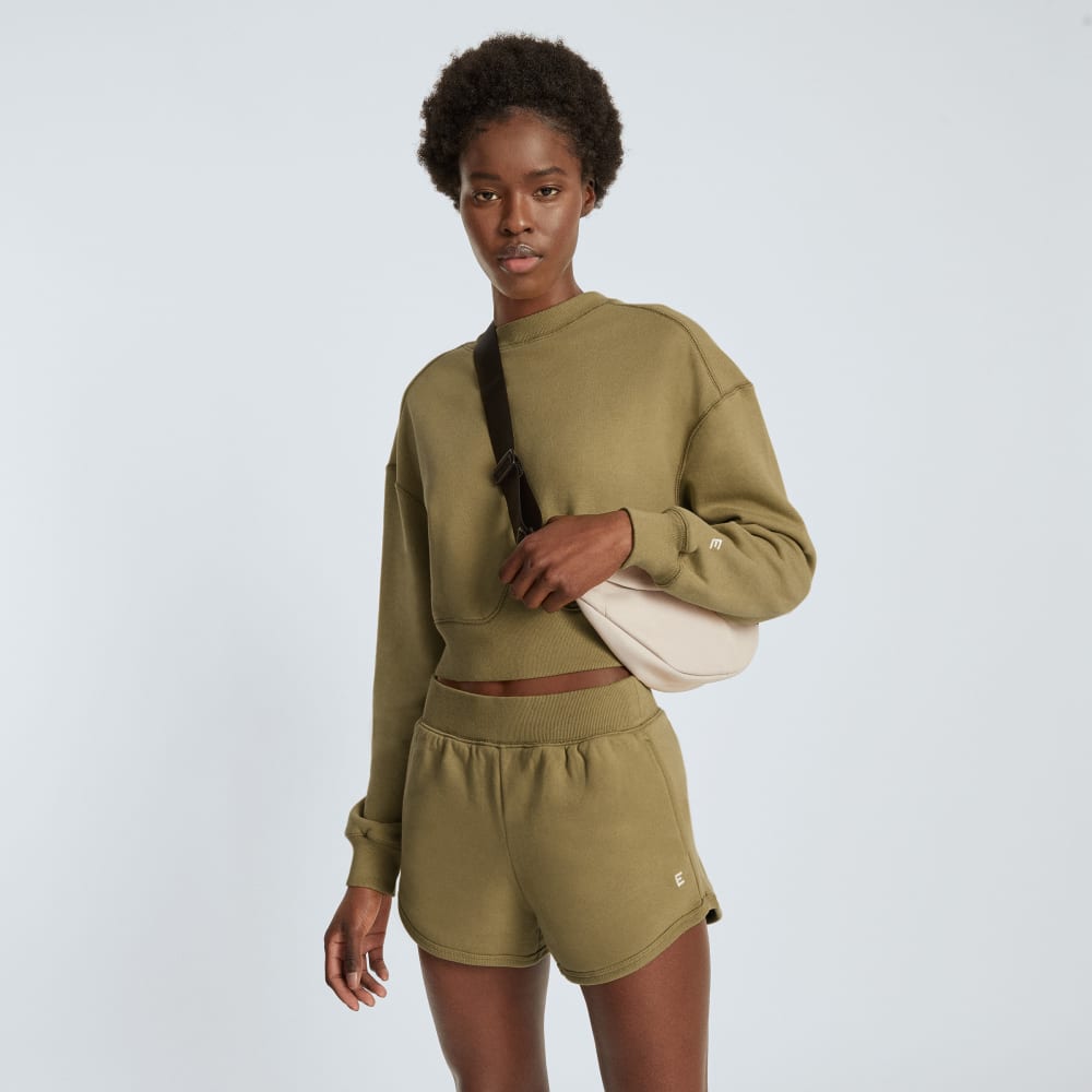 The Organic Cotton Cropped Crew in Fennel Seed — detail view