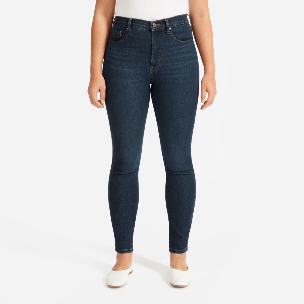 The Authentic Stretch High-Rise Skinny in Deep Indigo — detail view