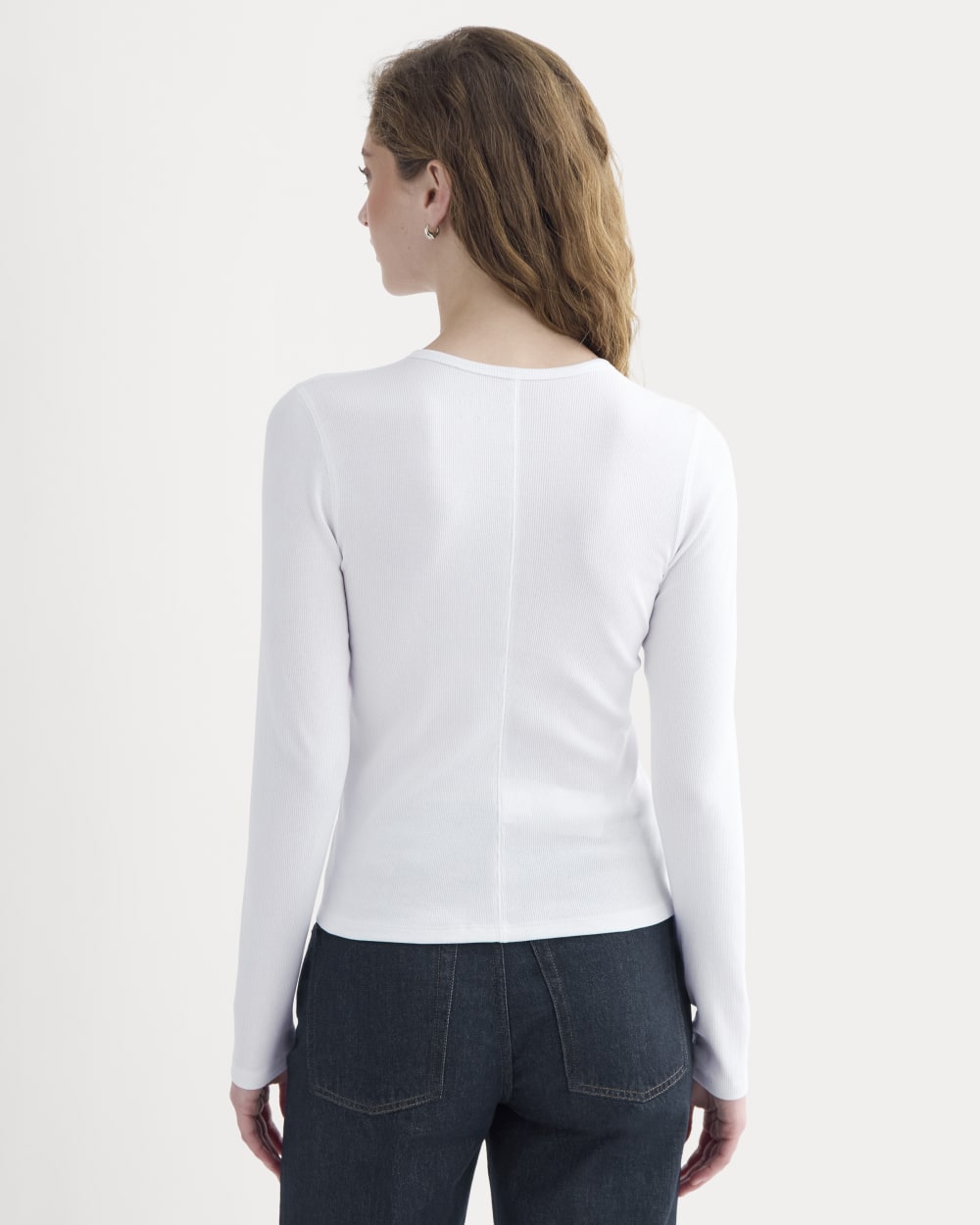 Luxe Rib Button-Up Top in White — detail view
