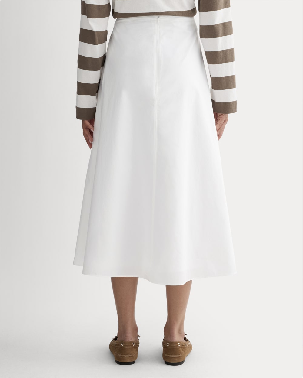 The Midi Skirt in Ultrasoft Cotton in White — detail view