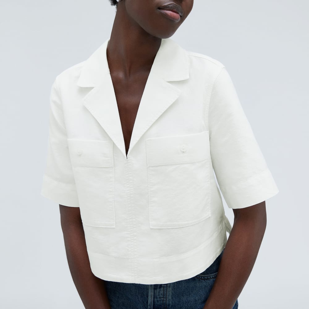 The Oxford Popover in White — detail view