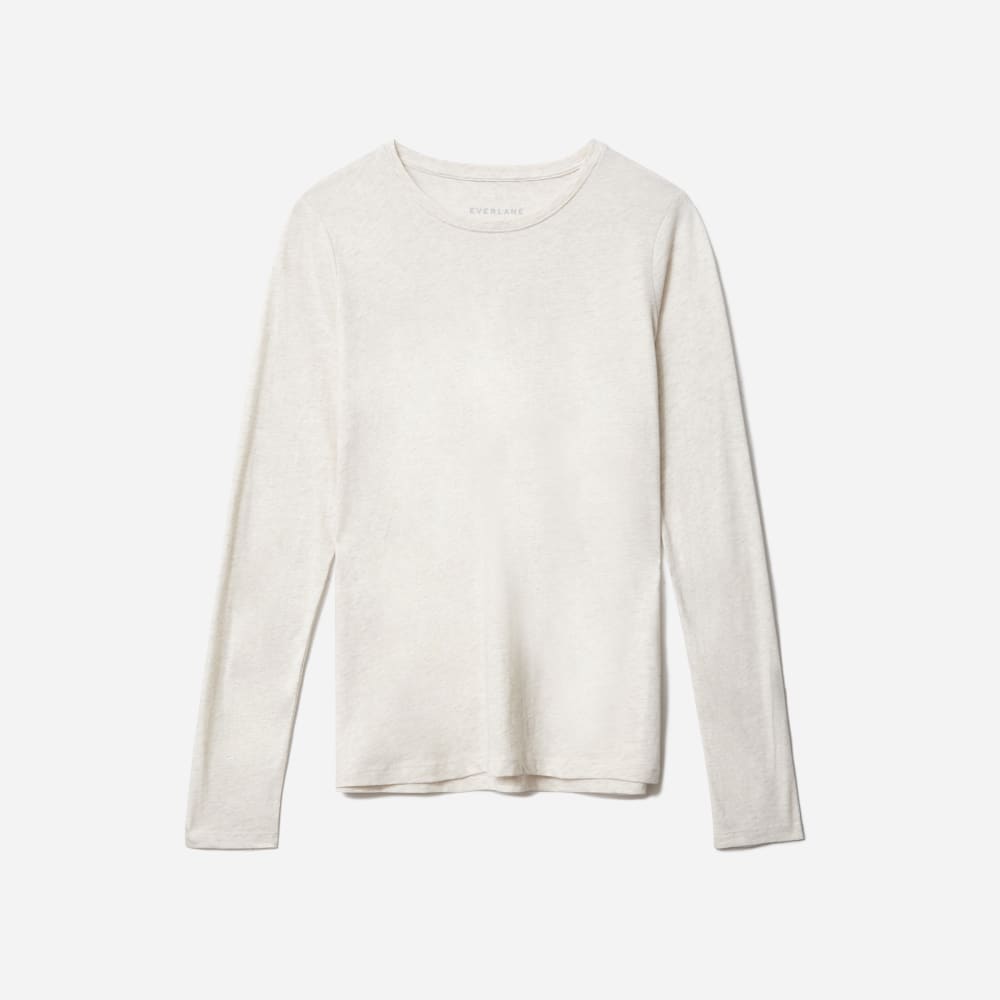 The Organic Cotton Long-Sleeve Crew in Oatmeal — alternate view