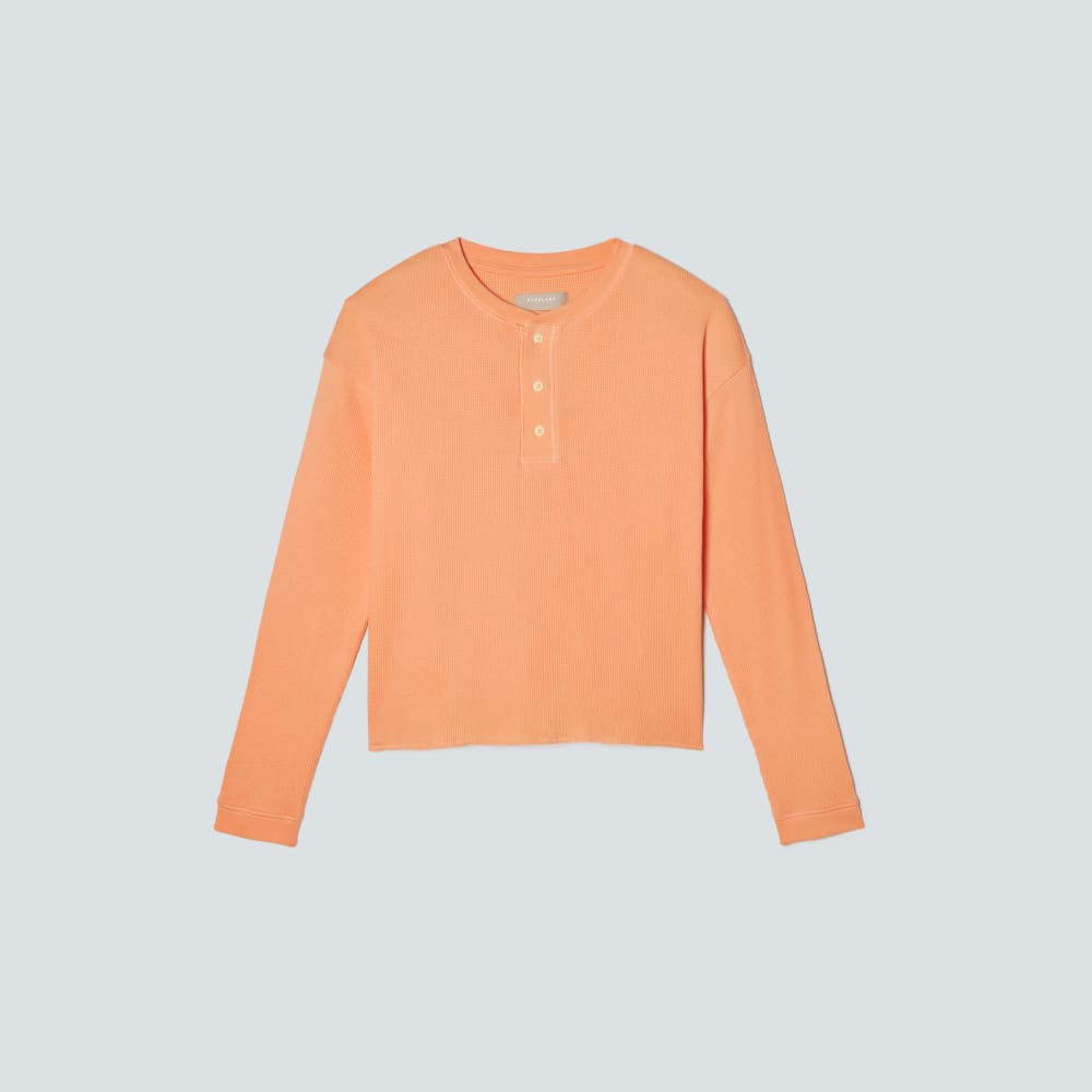The Organic Cotton Waffle Henley in Orange Chiffon — alternate view
