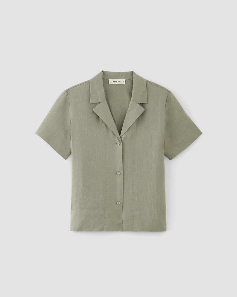 The Notch Shirt in Linen in Sage Green — alternate view