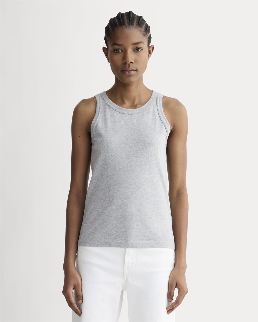 The Tank in Essential Cotton in Heathered Grey — front view