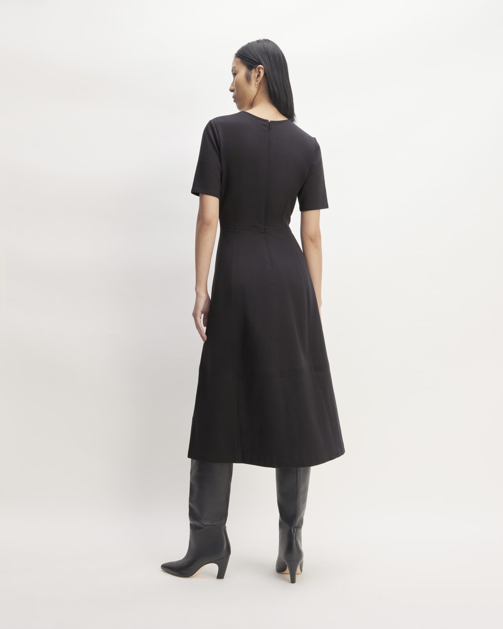 The Dream Short-Sleeve Dress in Black — detail view