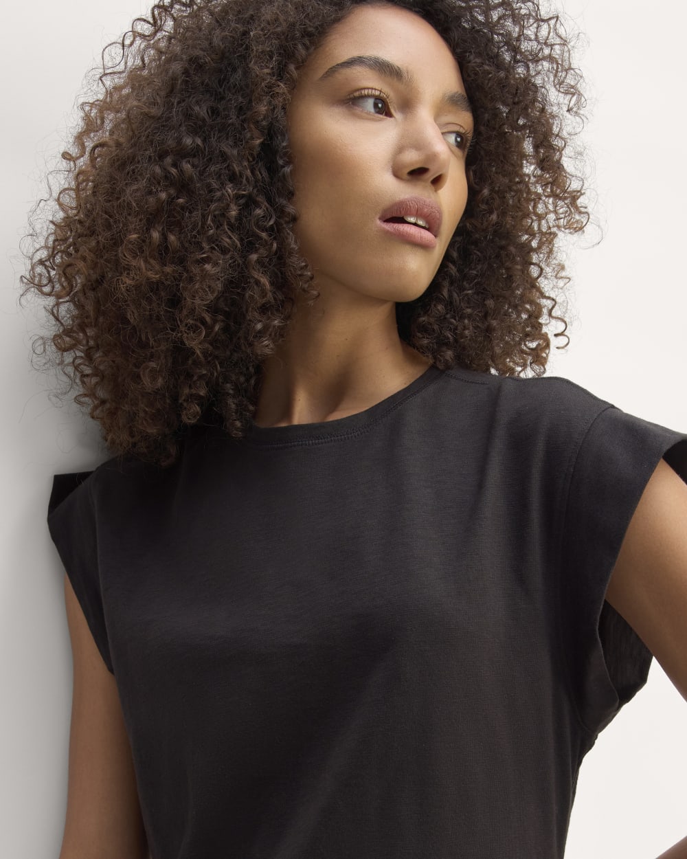 The Muscle Tee Midi Dress in Black — detail view