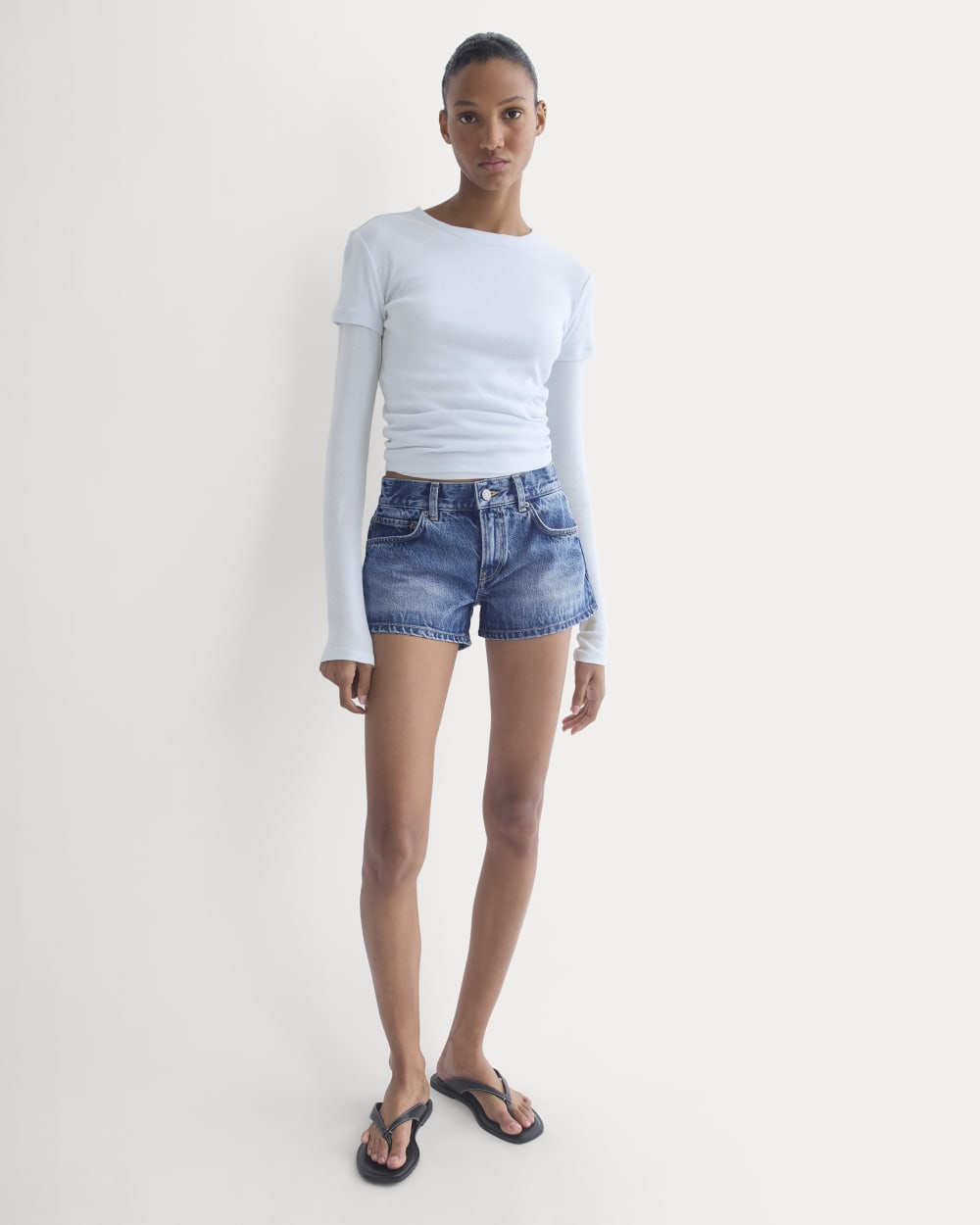 Everlane x Elena Bonvicini Pacific Short in Blue Bird Indigo — front view