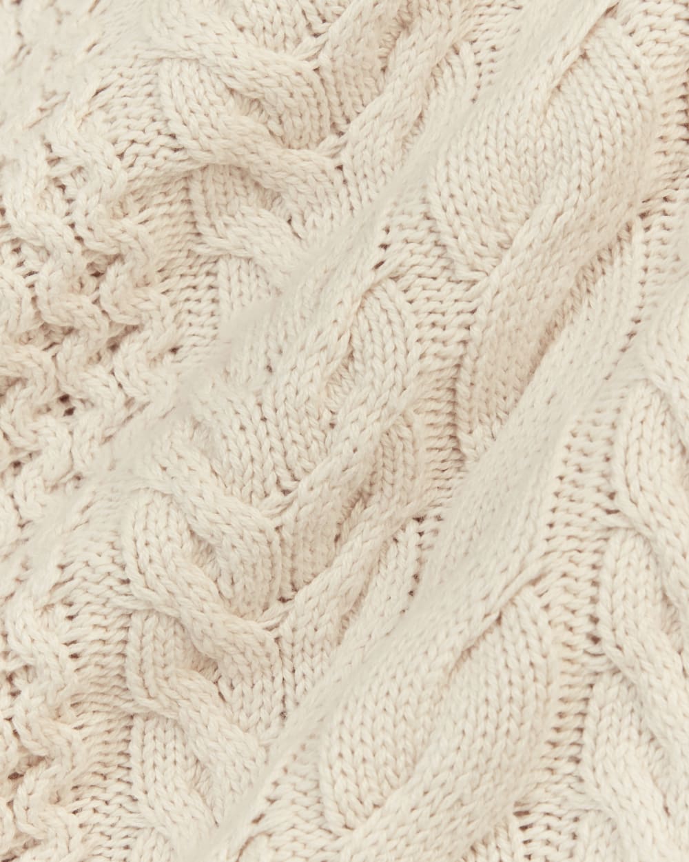 The Cable Sweater in Everyday Cotton in Canvas — detail view