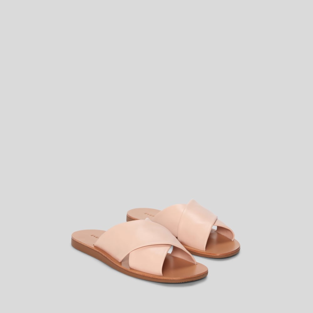 The Day Crossover Sandal in Pale Pink — front view