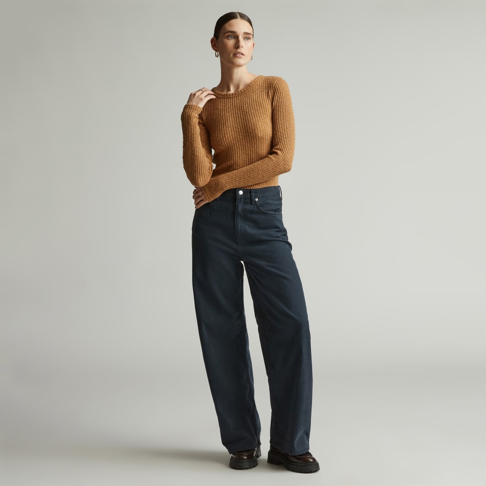 The Cozy Rib Long-Sleeve Tee in Cappuccino — detail view